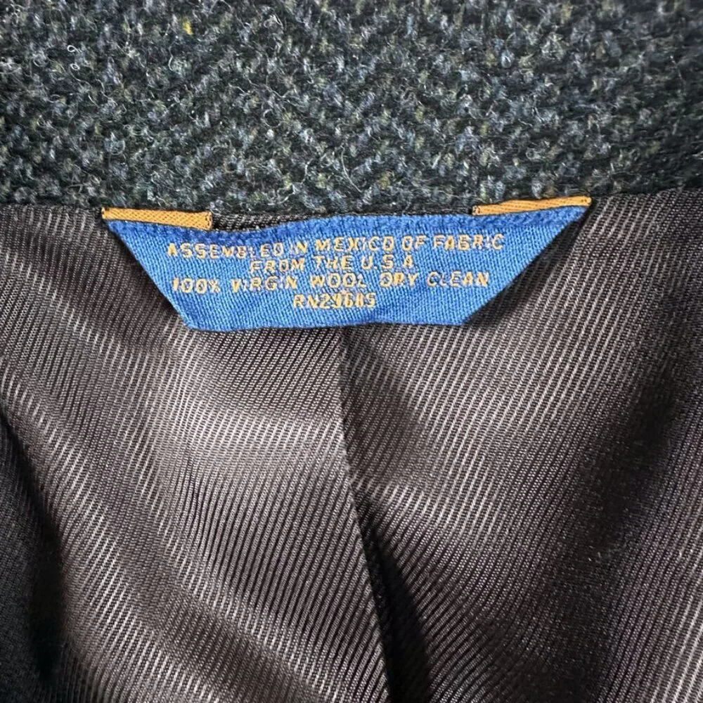 Vtg Pendleton Virgin Wool Tweed Sport Coat Blazer 46 Gray Suede Elbow Patch Prep